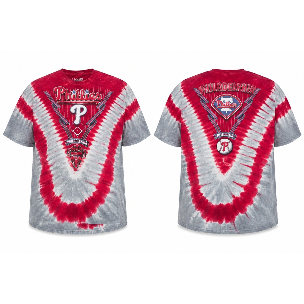 Liquid Blue Philadelphia Phillies Tie Dye T-Shirt Mens XXL Red Grey MLB Graphic - Picture 1 of 7
